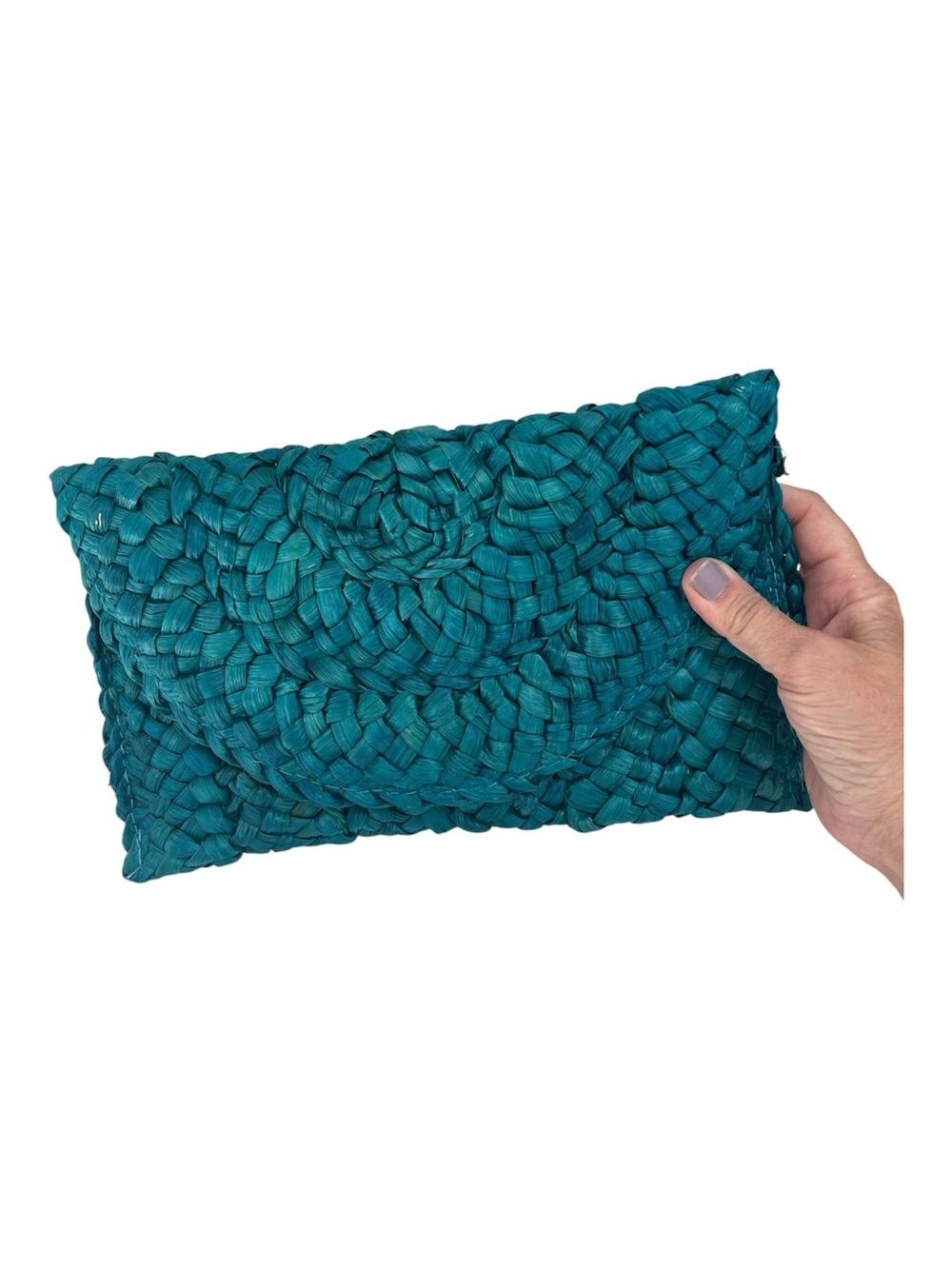 Turquoise Straw Clutch Purse